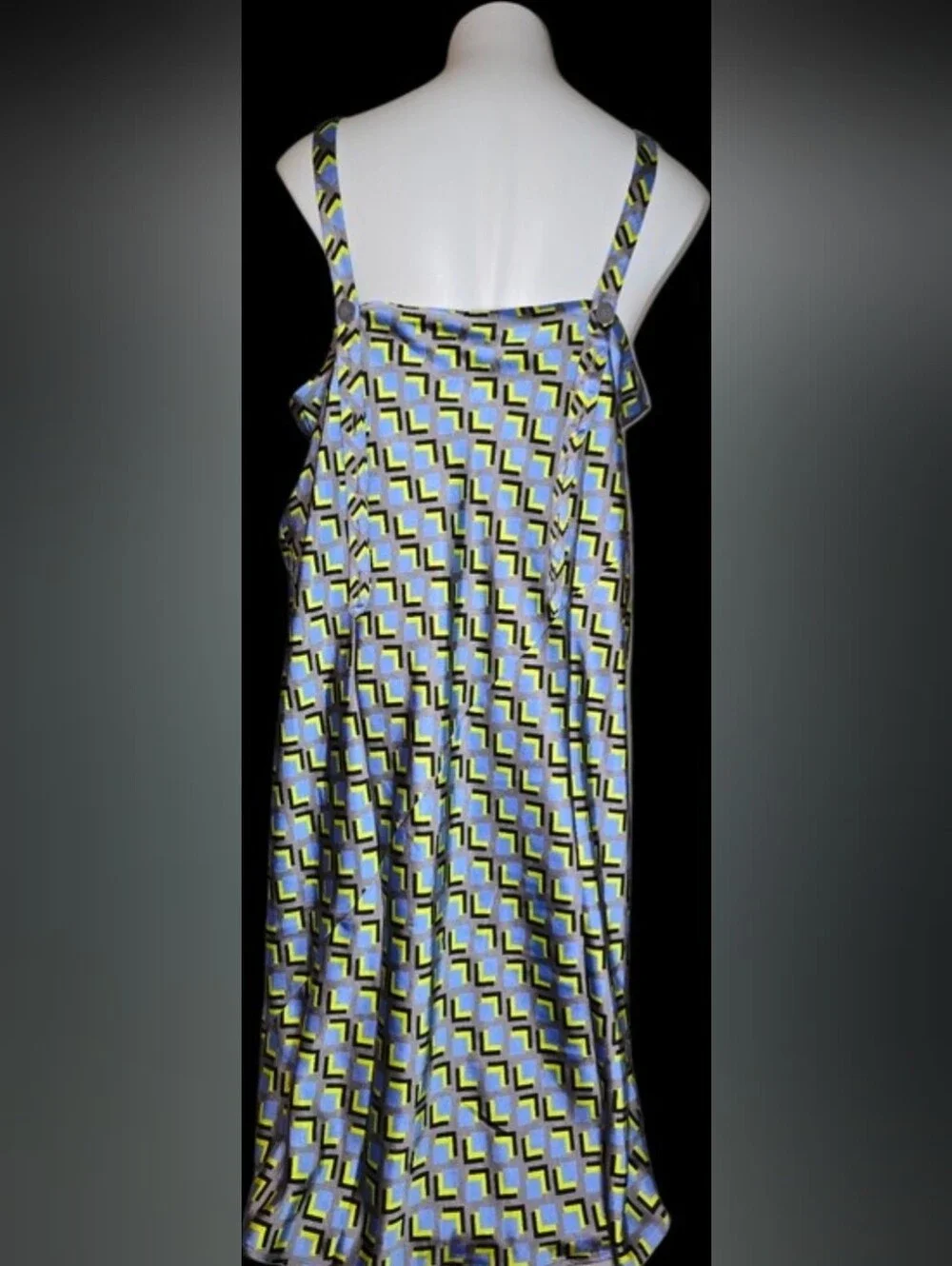 The Empower Satin Silk Dress Cubic Geo Print